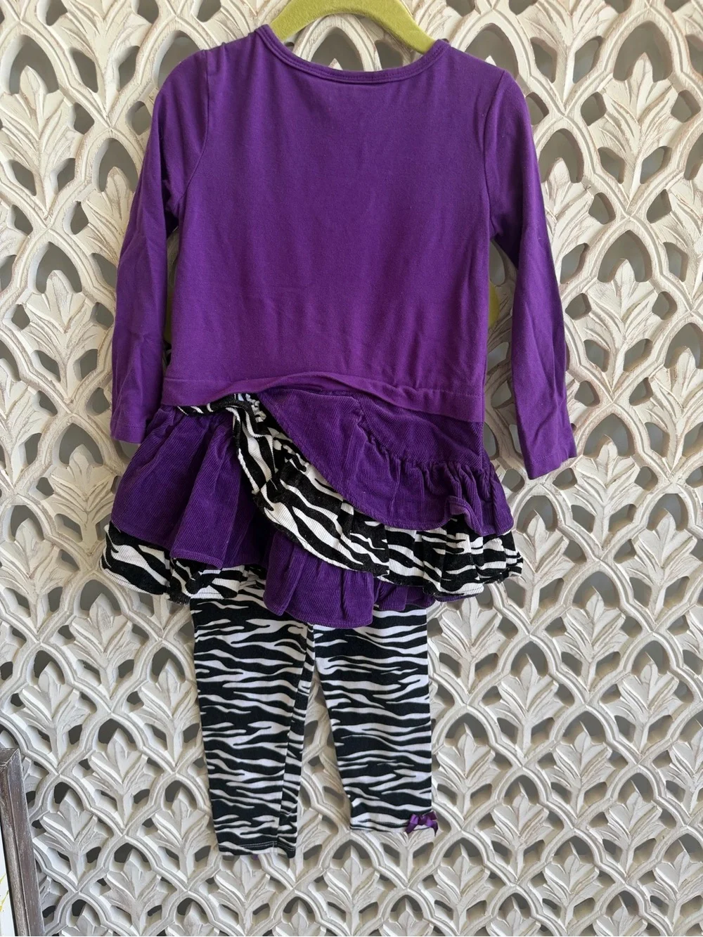 Bonnie Jean Girls Purple Zebra Dress & Leggings Set 4T